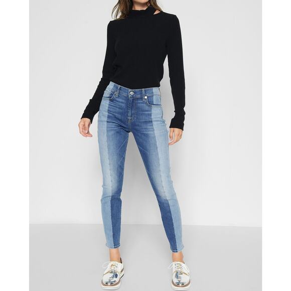 7 For All Mankind ANKLE SKINNY SHADOW SEAM & STUDS - Picture 1 of 11